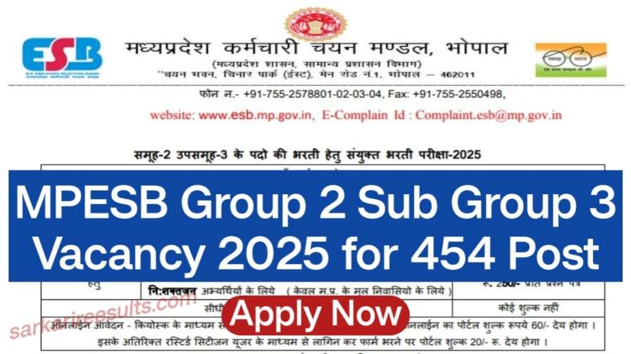 MPESB Group 2 Sub Group 3 Vacancy 2025