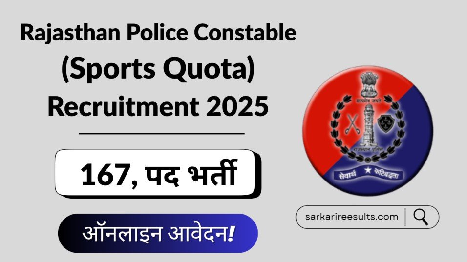 Rajasthan Police Sports Quota Recruitment 2025