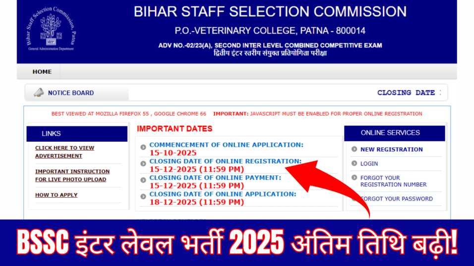 BSSC Inter Level Vacancy 2025