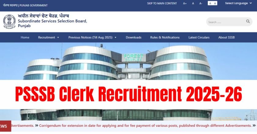PSSSB Clerk Recruitment 2026