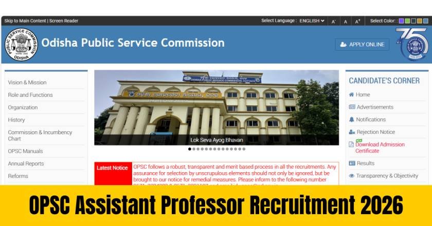 OPSC Assistant Professor Recruitment 2026