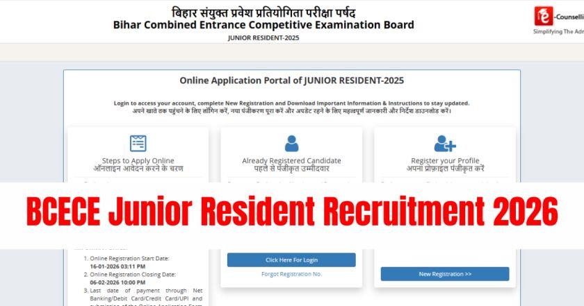 BCECE Junior Resident Recruitment 2026