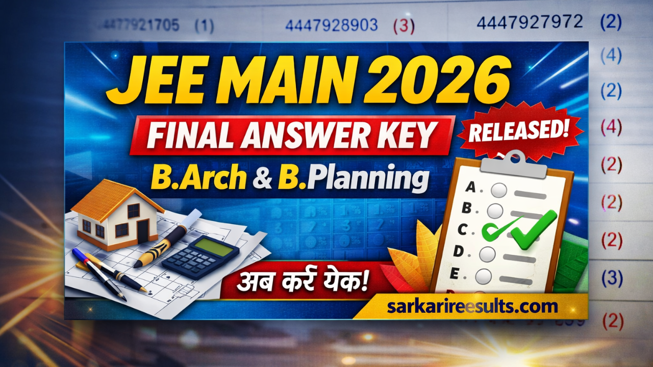 JEE Main 2026 Session 1 Final Answer Key PDF