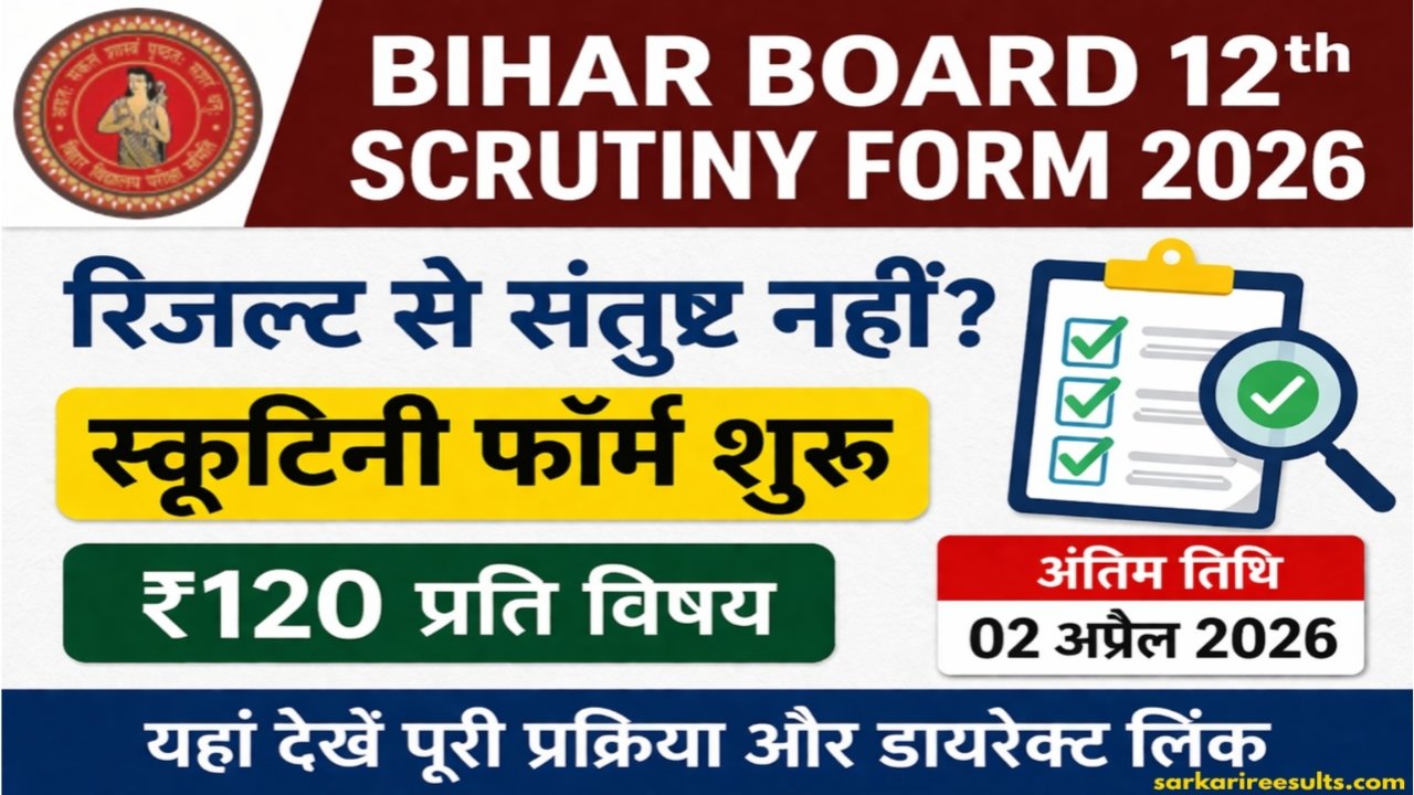 Bihar Board Class 12th Scrutiny Form 2026 Online Apply