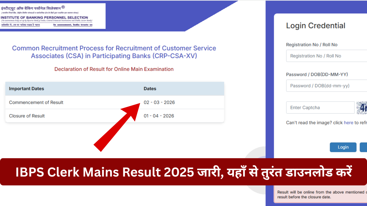IBPS Clerk Mains Result 2025