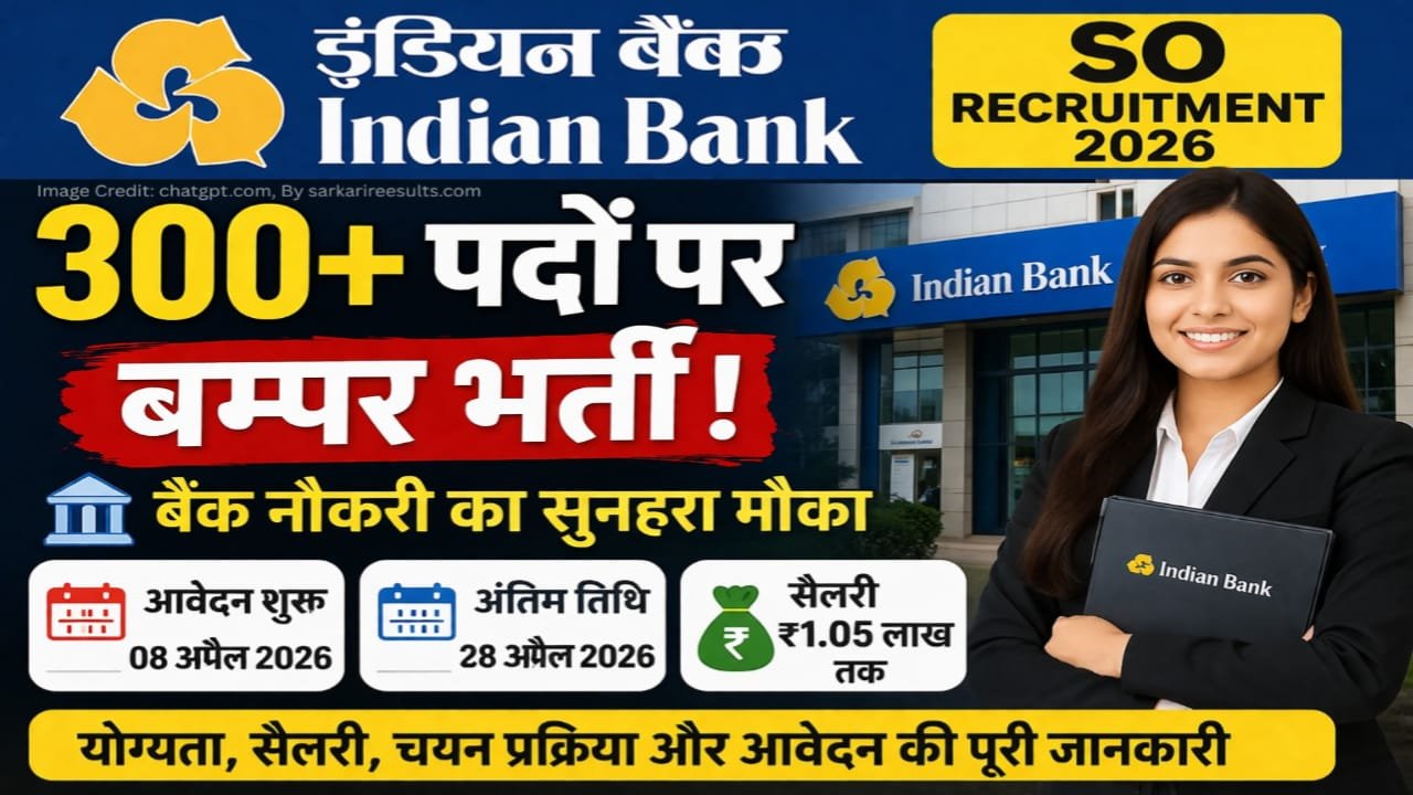 Indian Bank SO Recruitment 2026 Apply Online