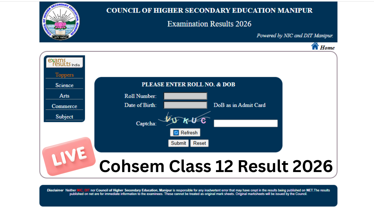 Cohsem Class 12 Result 2026 Out: 12वीं का रिजल्ट हुआ घोषित, ऐसे देखें ...