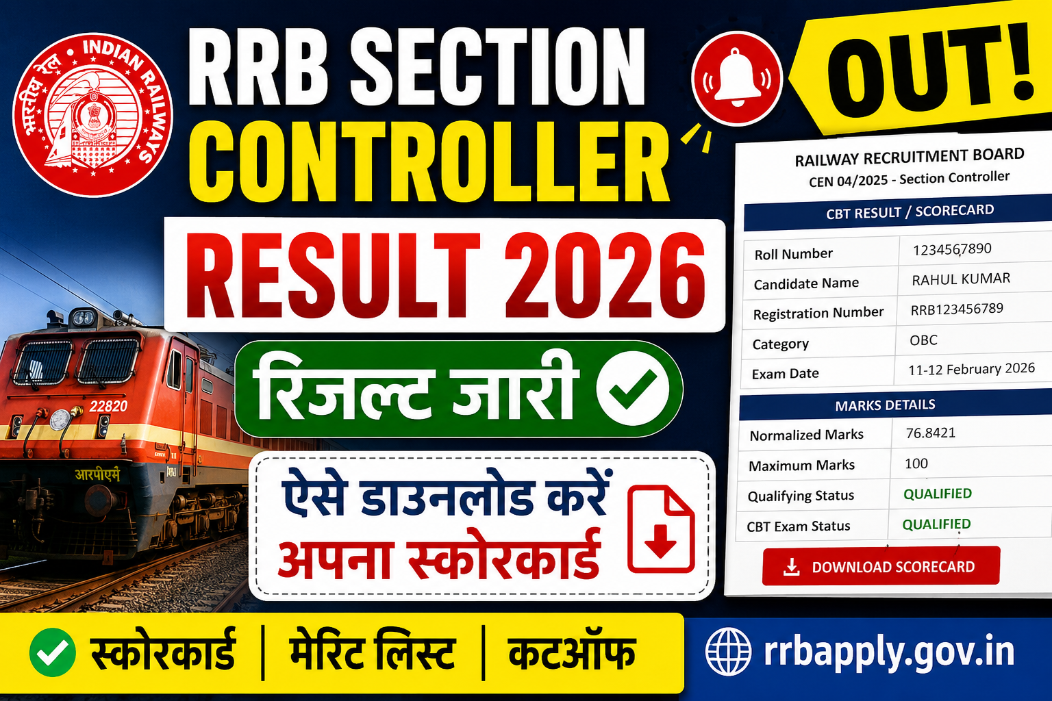 RRB Section Controller Result 2026 Sarkari Result