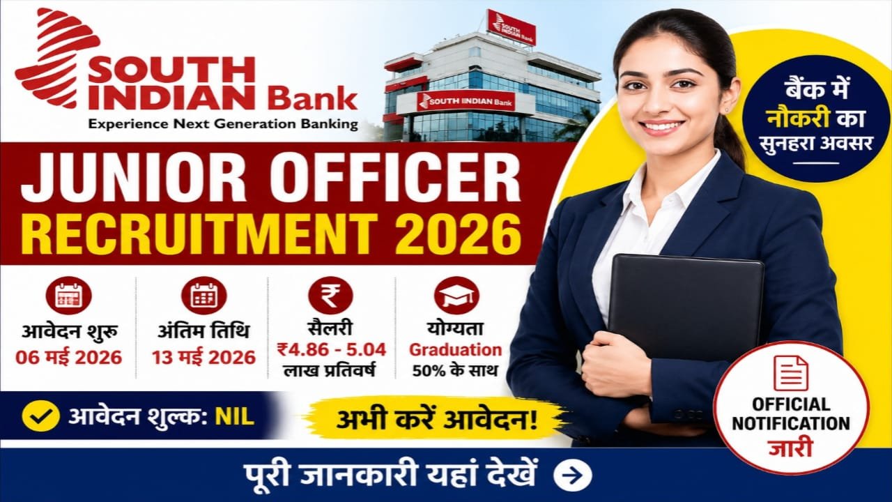 South Indian Bank Junior Officer Recruitment 2026 Apply Online
