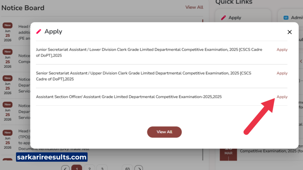 Ssc aso ldce 2026 notification apply online