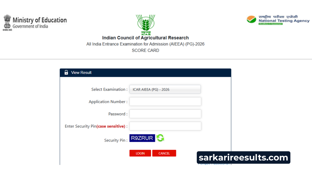 ICAR AIEEA PG 2026 result