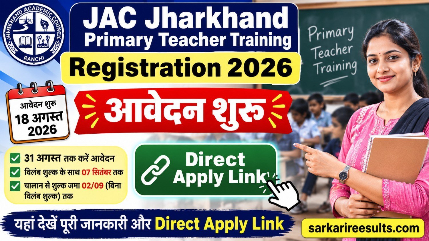 Jac primary teacher training registration 2026 apply online