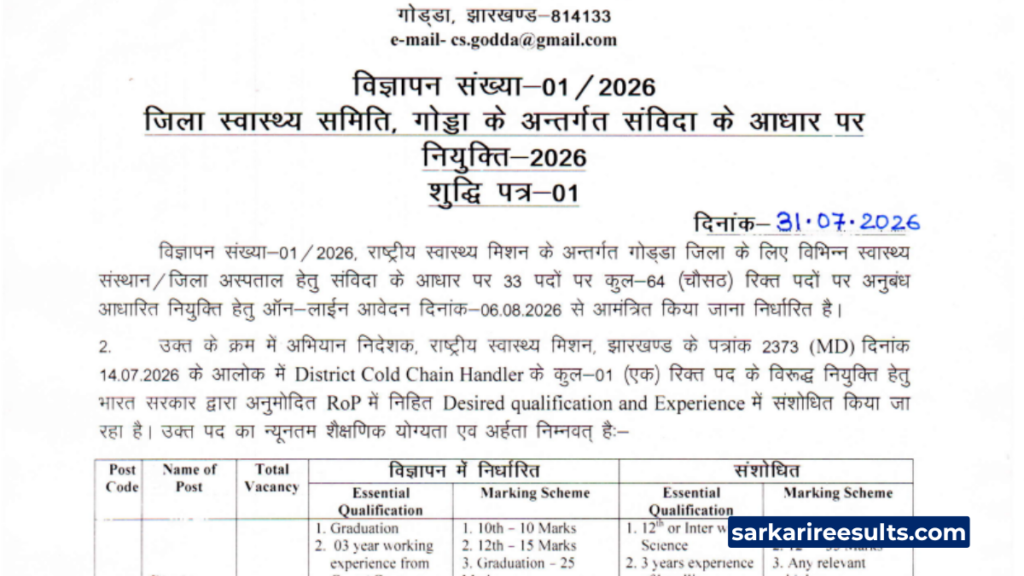Nhm godda recruitment 2026 notification