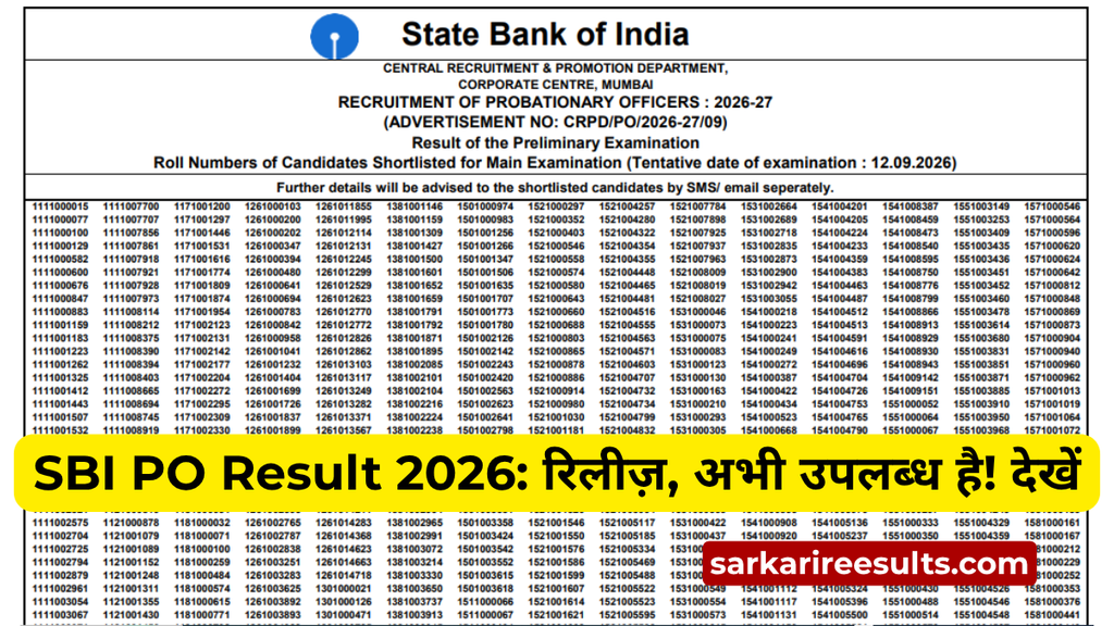 SBI PO Result 2026