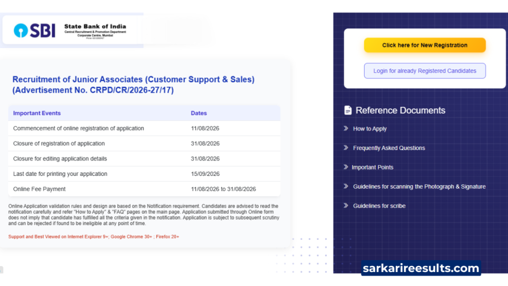 SBI Recruitment 2026 official website