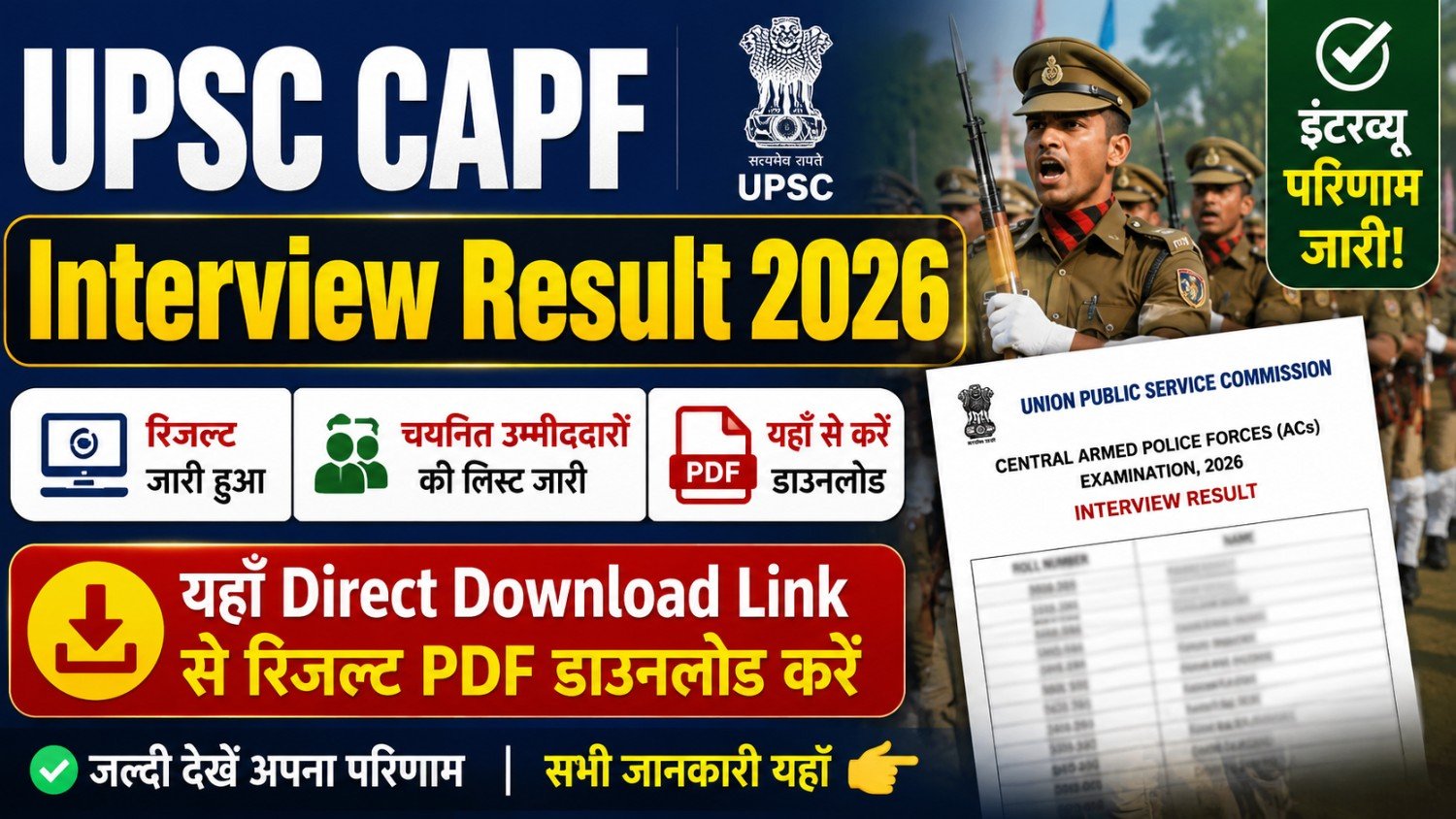 UPSC CAPF Interview Result 2026