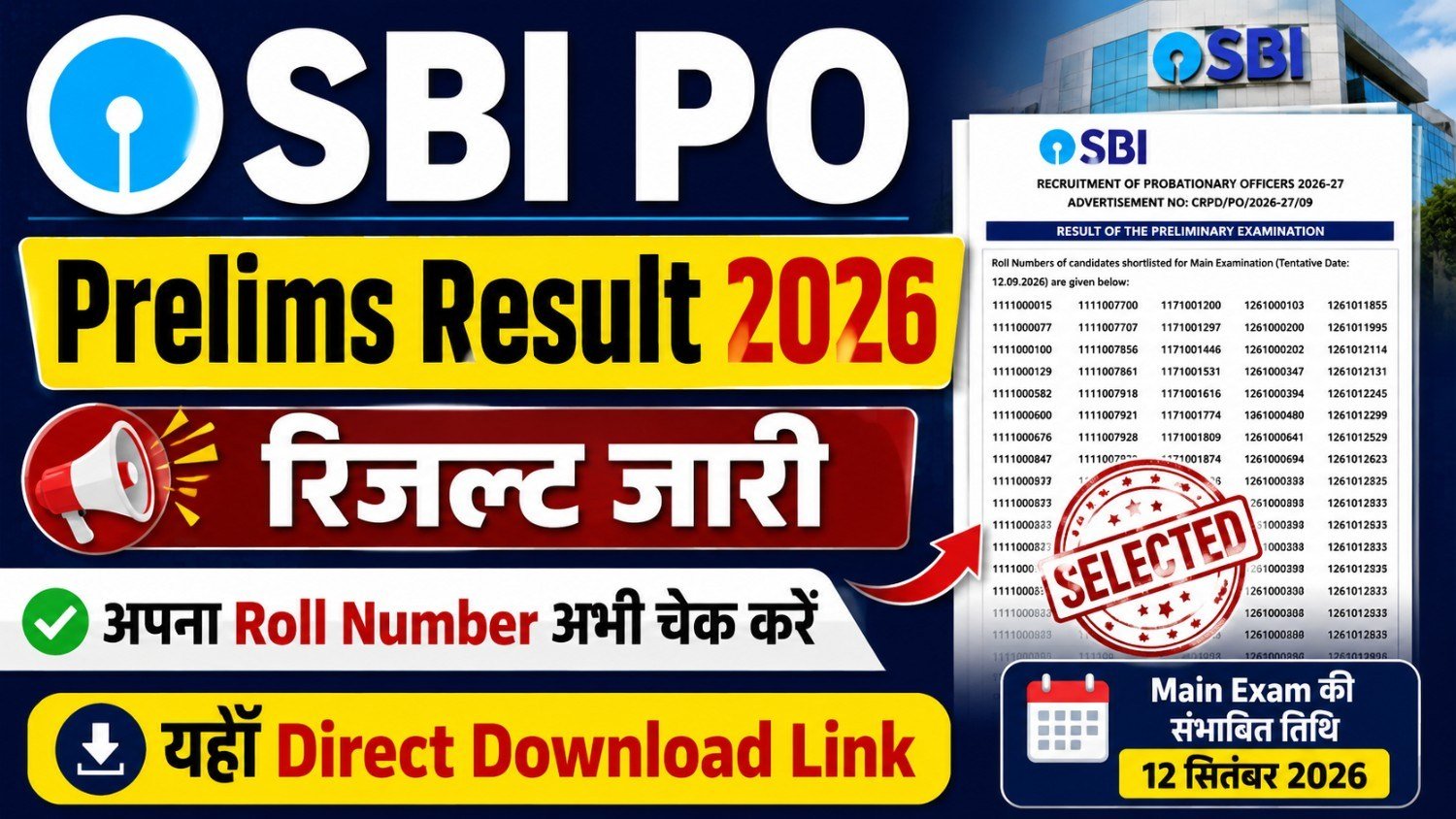 SBI PO Prelims Result 2026
