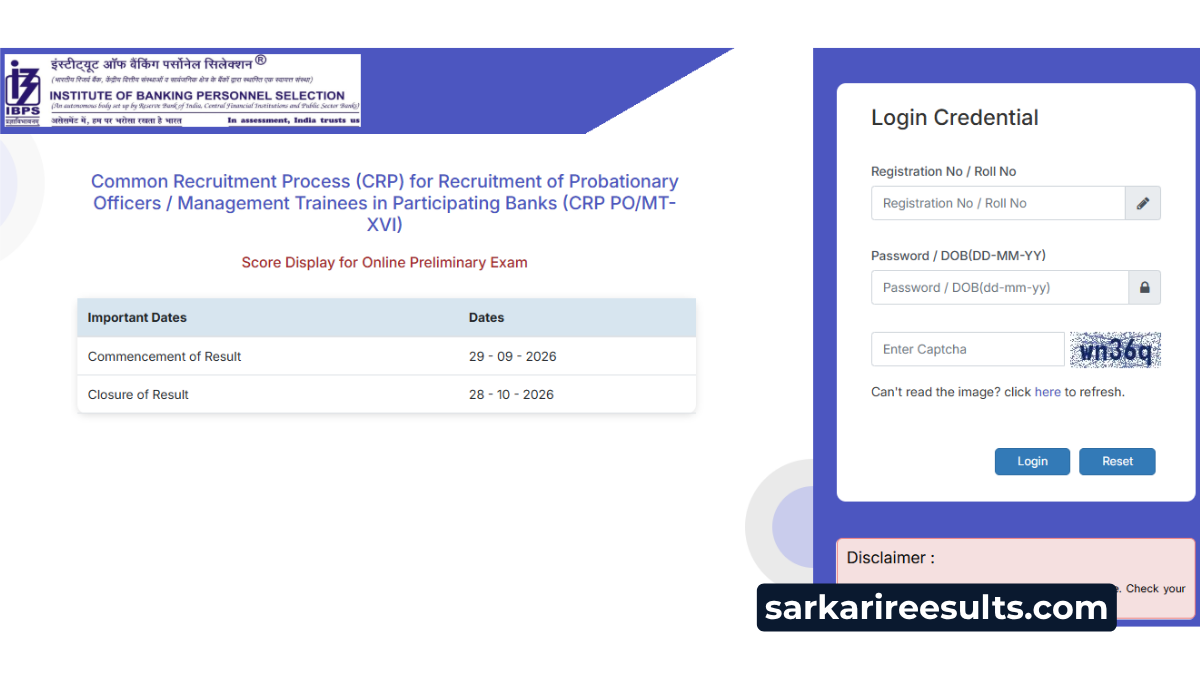 IBPS PO Score Card link