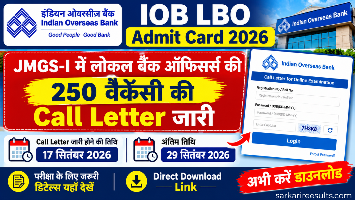 IOB LBO Admit Card 2026