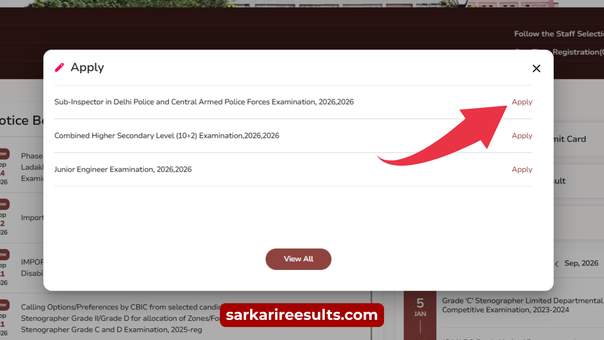 SSC CPO apply online 2026