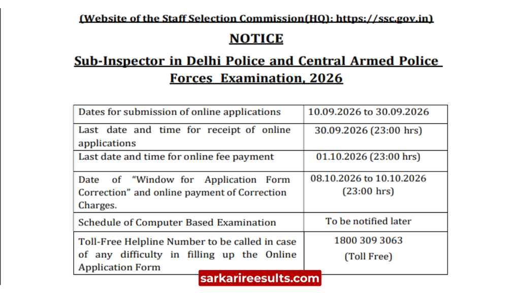 SSC CPO recruitment 2026 notification PDF download