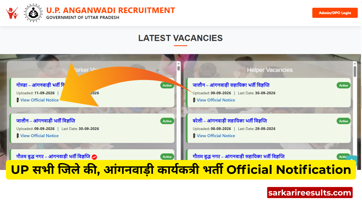 up anganwadi recruitment notification pdf 2026