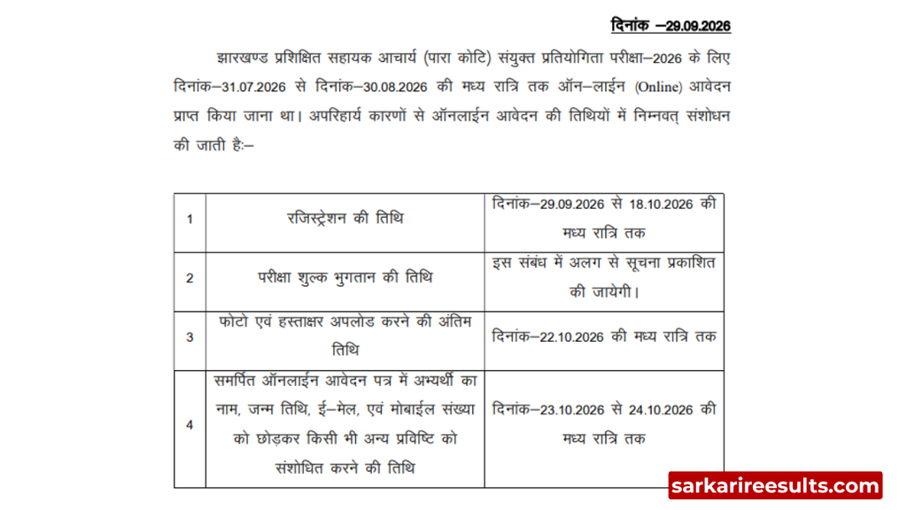 JSSC Teacher vacancy 2026 notification