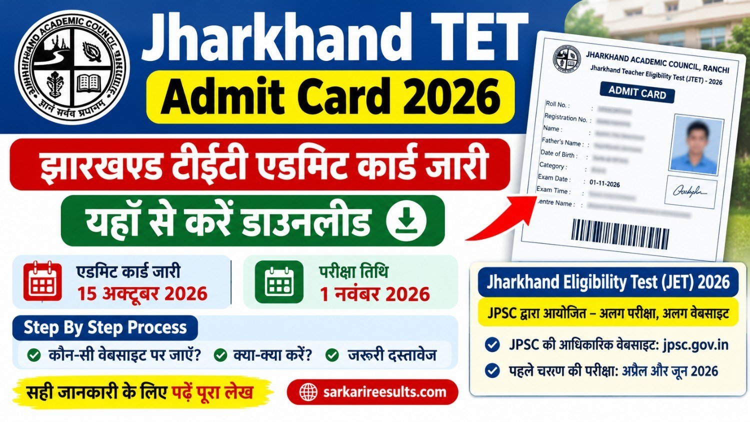 JTET Admit Card 2026